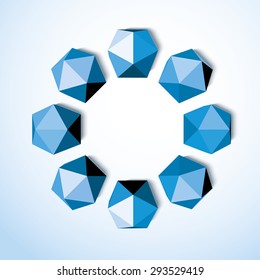 Abstract background of blue diamonds on a white background. Vector circular composition. The idea for the logo