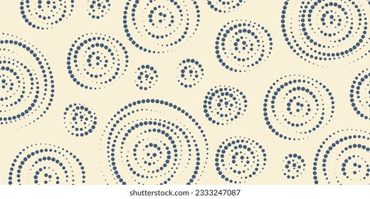 Abstract background of blue dotted rings. Geometric ornament from circles of different sizes