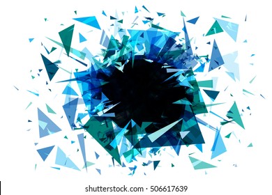 Abstract Background Blue Explosion. (triangles) Bang Banner.