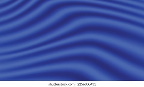 Fondo abstracto de la textura de tela azul. Papel de fondo de escritorio con una suave curva de lienzo y ola. Fondo de ilustración de tela azul.