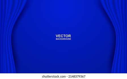 Abstract background . Blue fabric wavy folds of grunge silk or satin. Vector.