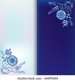 abstract background with blue floral ornament
