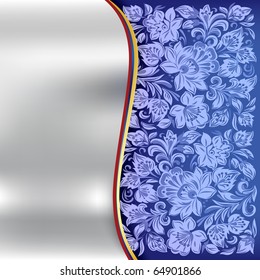 abstract background with blue floral ornament