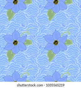 Abstract  background with blue flowers