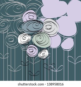 abstract background with blue flowers