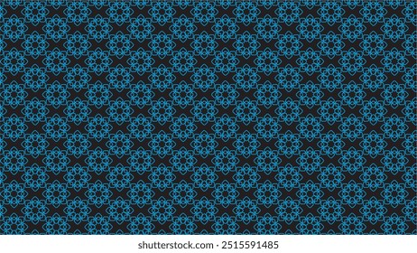 An abstract background with blue flowers, circles, and squares, creating a modern and artistic design.