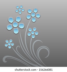 Abstract background with blue flowers. Vector illustration.