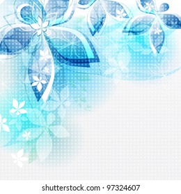Abstract background blue flowers. Vector illustration.