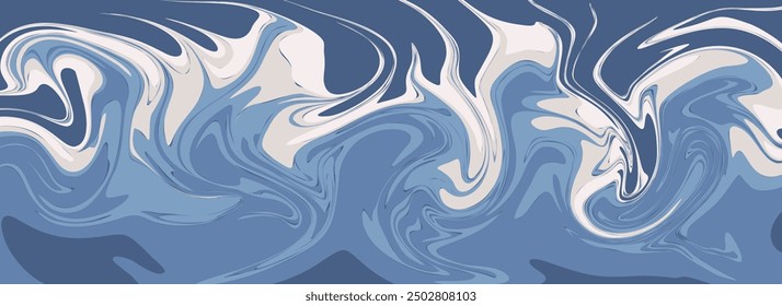 An abstract background with blue fluid effects creates a sleek, modern look. The design's fluidity and blue tones add a calming yet dynamic feel, ideal for digital media and tech visuals