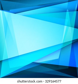 abstract background with blue frame over transparent glass surface. vector banner design