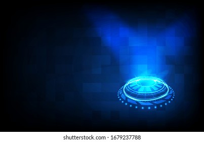 abstract background of blue futuristic technology halogram hud display interface Digital design