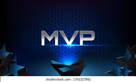 abstract background of blue futuristic technology glowing blue and black motion line and most valuable player(MVP) text