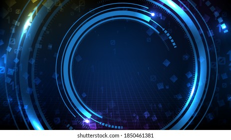 abstract background of blue futuristic technology round hud ui display