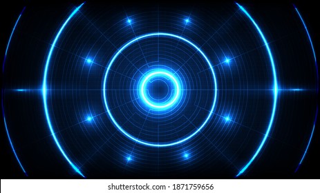 abstract background of blue futuristic technology round hole hud display interface