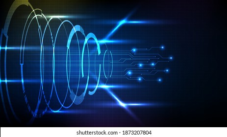 abstrakter Hintergrund der blauen futuristischen Technologie rund-Loch-Display-Schnittstelle
