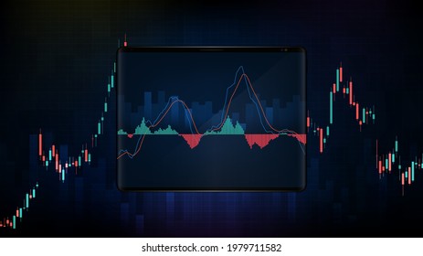 fondo abstracto del mercado de valores de la tecnología futurista azul en tableta inteligente