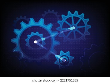 abstract background blue with gear,cog,wheel