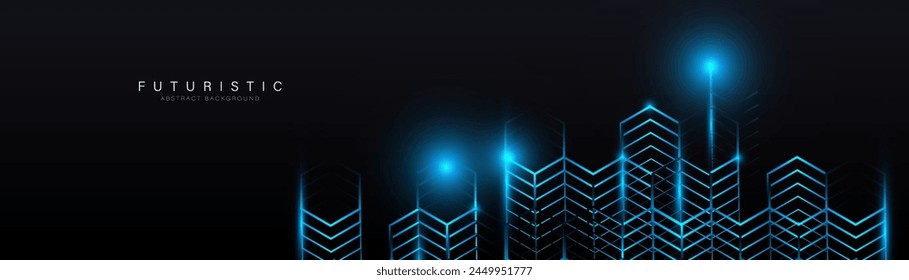 Abstract background with blue geometric lines. Architectural construction concept. Vector illustration