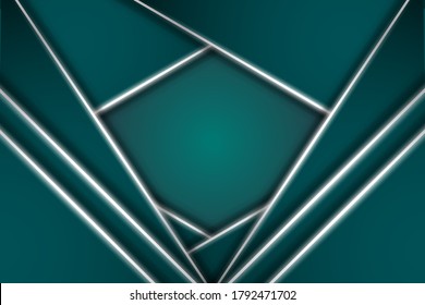 Abstract background blue geometric shapes with neon illumination.	
