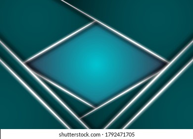 Abstract background blue geometric shapes with neon illumination.	
