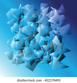 Abstract background blue geometric shapes of different sizes,