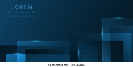 Abstract background blue geometric square overlapping with shadow with copy space for text. Vector illustration