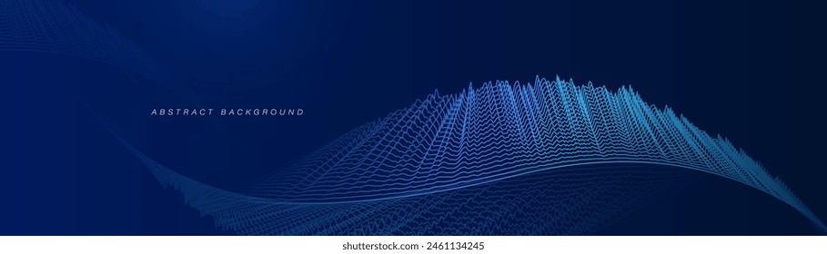 Fondo Abstractas con una línea ondulada geométrica azul. Anuncio Horizontal de alta tecnología digital futurista. Ilustración vectorial