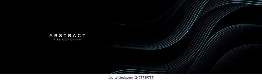 Abstract background with blue geometric wavy lines. Modern minimal trendy lines pattern horizontal. Vector illustration