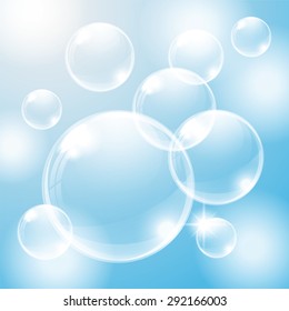 Abstract background with blue glass balls. Vector illustration.
