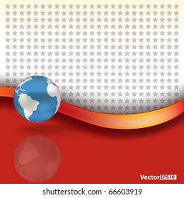 abstract background with blue globe on red