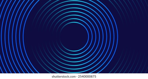 Abstract background with blue glowing circle lines. Vector illustration for ai technology concept, website, ui, ux