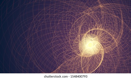 Abstract background with blue glowing geometric structure, fractal, star system