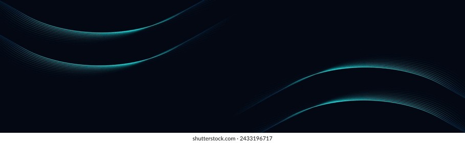 Abstract background with blue glowing geometric curve lines. Modern minimal trendy shiny wavy lines pattern. Vector illustration