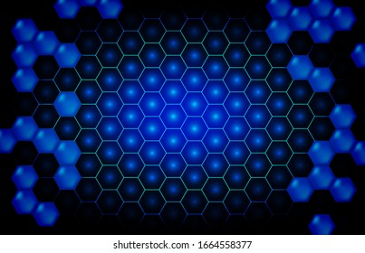 abstrakter Hintergrund des blauen leuchtenden Hexagons