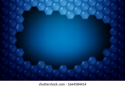 abstrakter Hintergrund des blauen leuchtenden Hexagons