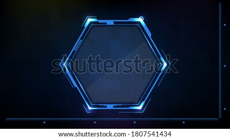 abstract background of  Blue glowing hexagon star technology sci fi frame hud ui