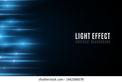 Abstract background of blue glowing lines. Light effect. Futuristic blurred neon lines on dark background. Vector illustration. EPS 10