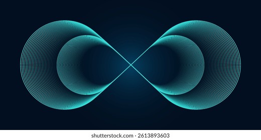Abstract background with blue glowing lines in infinity pattern. Abstract futuristic technology concept. Vector illustration