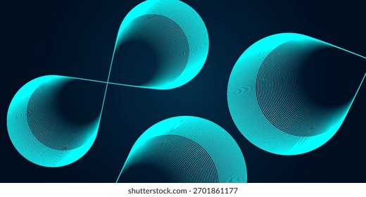 Abstract background with blue glowing lines in infinity pattern. Abstract futuristic technology concept. Vector illustration