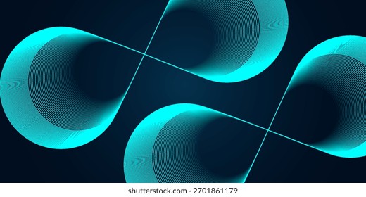 Abstract background with blue glowing lines in infinity pattern. Abstract futuristic technology concept. Vector illustration