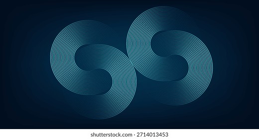 Abstract background with blue glowing lines in infinity pattern. Abstract futuristic technology concept. Vector illustration