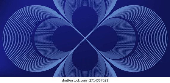 Fundo abstrato com linhas azuis brilhantes no padrão infinito. Conceito de tecnologia futurista abstrato. Ilustração vetorial