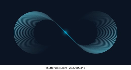 Fundo abstrato com linhas azuis brilhantes no padrão infinito. Conceito de tecnologia futurista abstrato. Ilustração vetorial