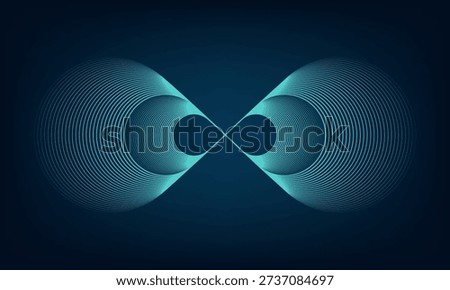 Abstract background with blue glowing lines in infinity pattern. Abstract futuristic technology concept. Vector illustration