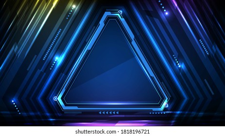 abstract background of  Blue glowing triangle  star technology sci fi frame hud ui