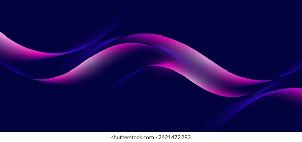 Fondo abstracto con líneas onduladas azules brillantes con concepto de conexión tecnológica. Patrón moderno minimalista de líneas de magenta brillantes. Ilustración del vector