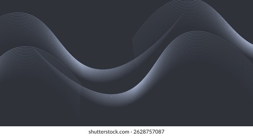 Abstract background with blue glowing wavy lines pattern. Modern minimal trendy shiny blue lines pattern. Vector illustration