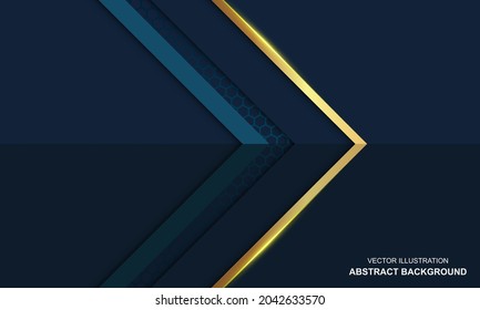 Abstract background blue and golden luxury modern