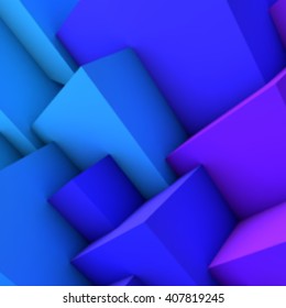 Abstract background with blue gradient 3D cubes