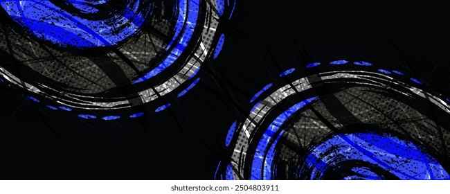 Abstract Background with Blue and Gray Brush Texture and Halftone Effect. Grunge Sports Background, for Banner or Poster Design Element